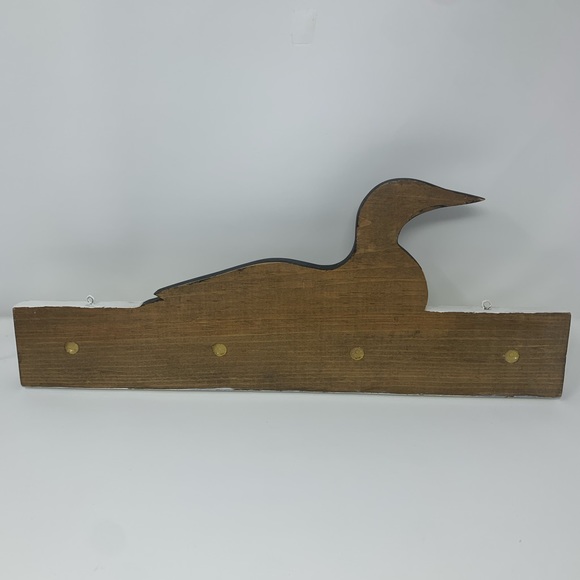 Handmade Wooden Loon Duck Bird Design Hook Cabin Hat Lightweight Coat Holder - Picture 5 of 6